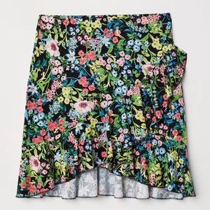 H&M Women’s Multicolor Floral High Low Ruffle Mini Skirt SZ S